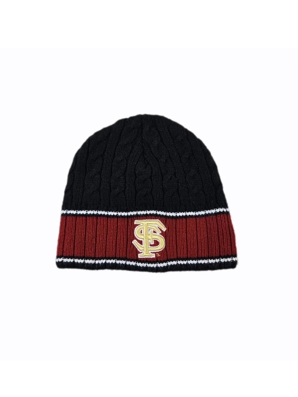 New Era Florida State Beanie Cableknit Black Red Embroidered NCAA Football Hat